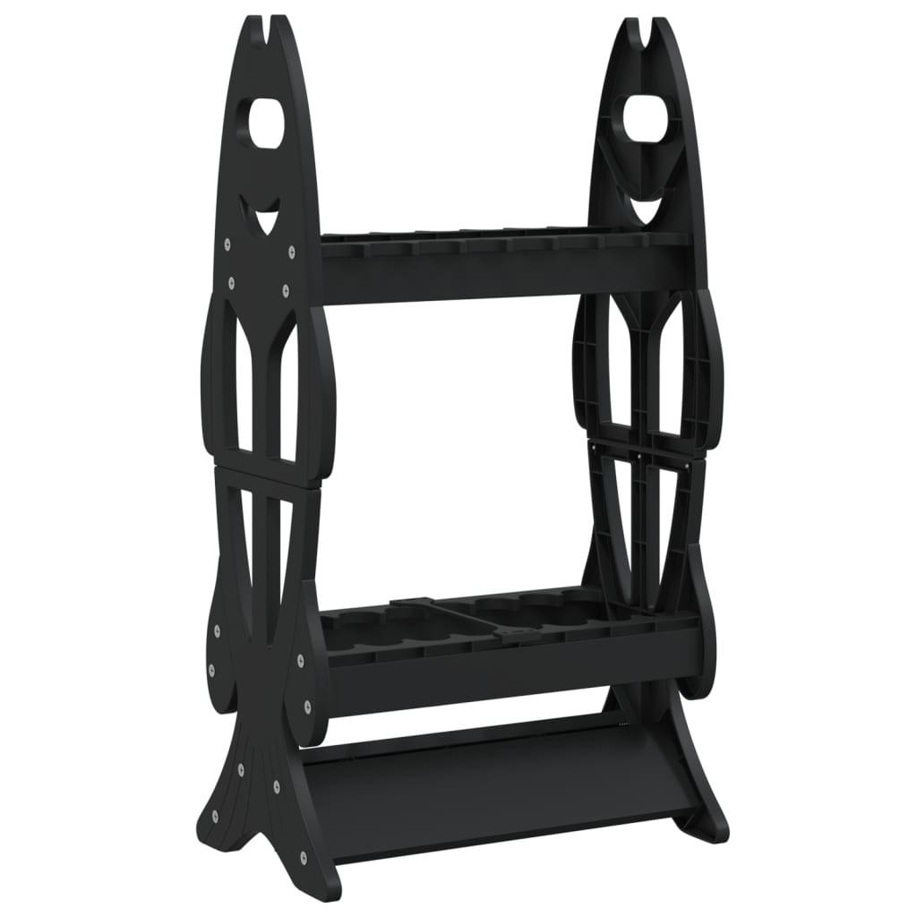 RUTENSTÄNDER Für 16 Angelruten Schwarz - Schwarz, Kunststoff (27/80/44cm) - vidaXL