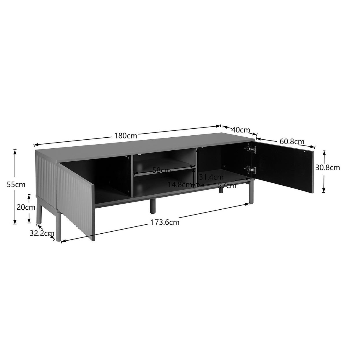 TV-LOWBOARD - Hellgrau, Holz/Holzwerkstoff (180/55/40cm) - home24