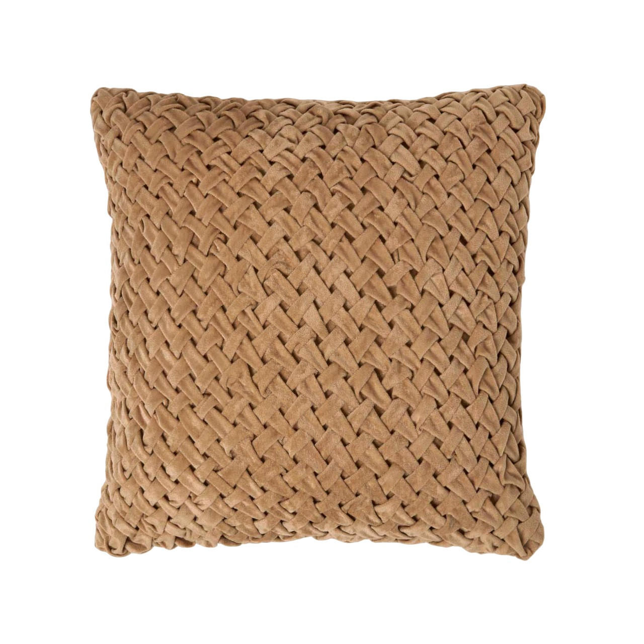 SAMTKISSEN Sofia sand 45/45 cm in Flechtoptik - Sandfarben, Textil (45/45cm) - Homescapes