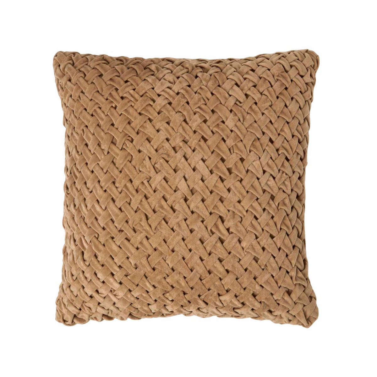 SAMTKISSEN Sofia sand 45/45 cm in Flechtoptik - Sandfarben, Textil (45/45cm) - Homescapes