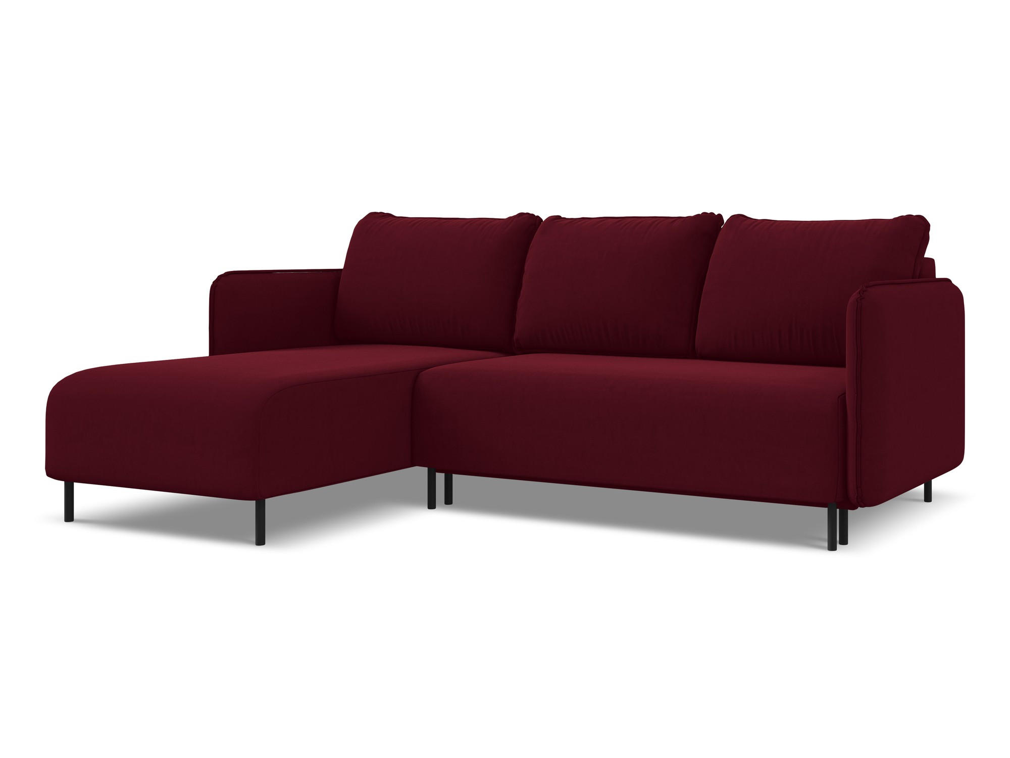 ECKSOFA mit Schlaffunktion Samt Stoff Rot - Bordeaux/Rot, Holz/Textil (162/236cm) - Makamii