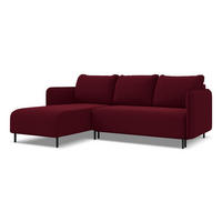 ECKSOFA mit Schlaffunktion Samt Stoff Rot - Bordeaux/Rot, Holz/Textil (162/236cm) - Makamii