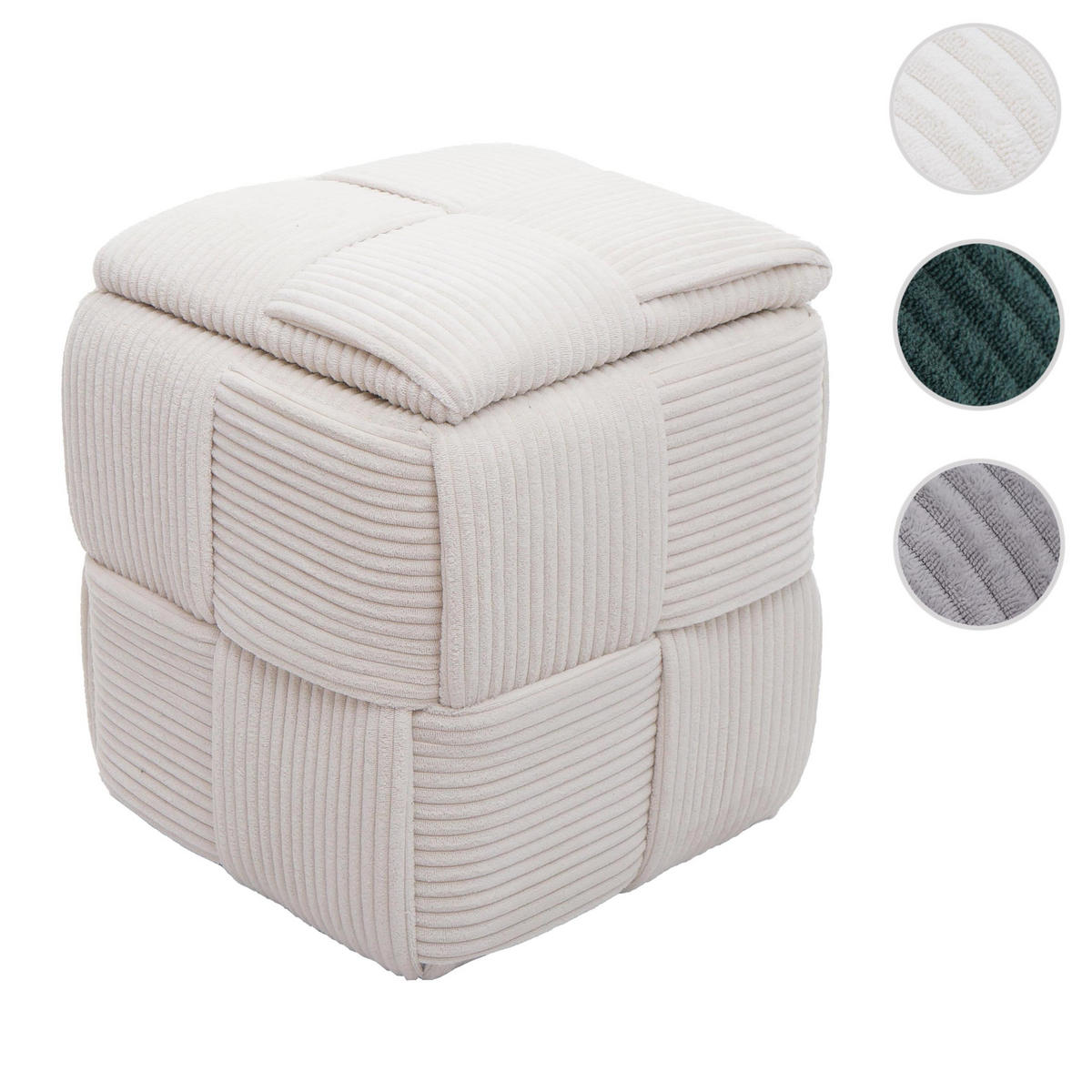 HOCKER Cremeweiß - Creme, Textil (40/43/40cm) - MCW