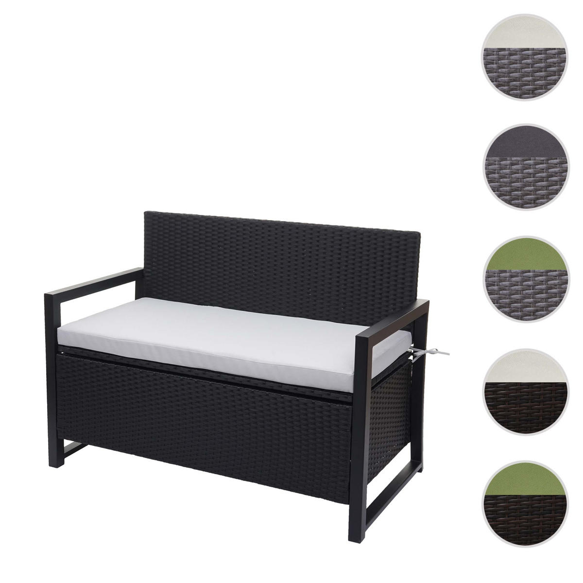 POLY-RATTAN 2ER SITZBANK Anthrazit, Grau - Anthrazit/Grau, Kunststoff (117/87/57cm) - MCW