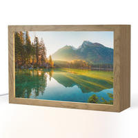 TISCHLEUCHTE See - Wald - Berge - Natur - Sonne - Landschaft 30x20 cm - Currygelb, Holzwerkstoff (8/30/20cm) - OnlyWow