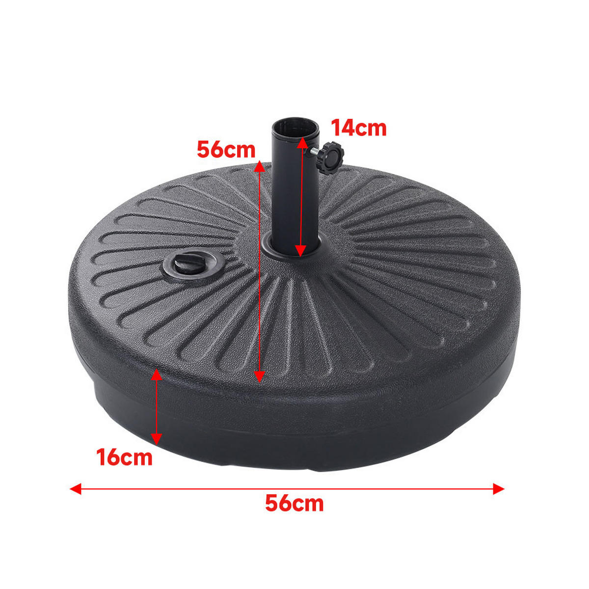 SONNENSCHIRMSTÄNDER Sonnenschirmfuß aus PP in Schwarz mit dekorativem Muster round befüllbar wetterfest standfest Ø56 × 30 cm befüllt bis zu 28 kg - Schwarz, Kunststoff (56/30cm) - Livingandhome