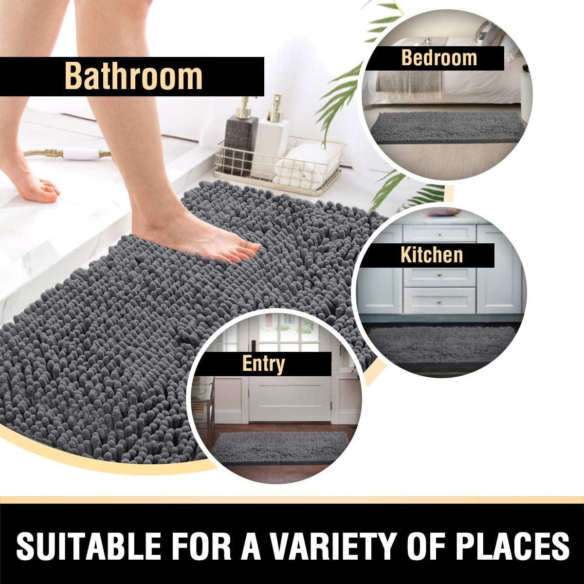 DUSCHMATTE – 50 x 80 cm – Dunkelgrau – Chenille-Material - Dunkelgrau, Textil (30/28cm)