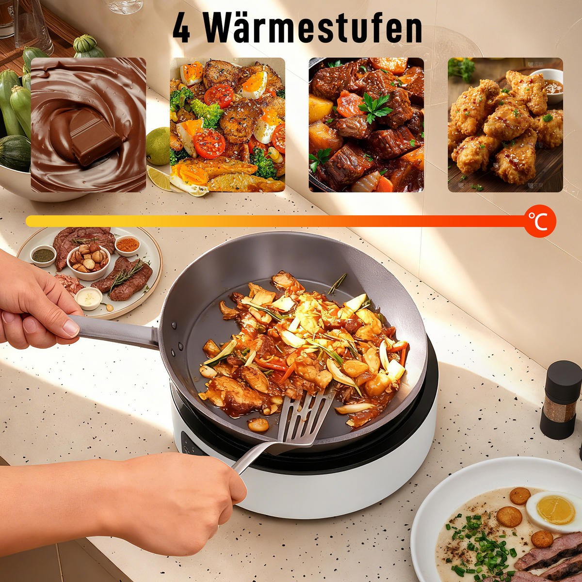KERAMIKKOCHFELD DE-07930 2-in-1 mit Grill, 2000W Weiß - Weiß, Metall (34/10/36cm) - ComfortXL