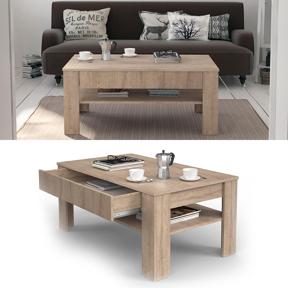 COUCHTISCH Milan Sonoma 92.2 x 65 cm - Sonoma Eiche, Holzwerkstoff (65/92.2/48cm) - Vicco