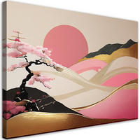 WANDBILD asiatische landschaft abstraktion - Pink, Textil (60/40cm) - Feeby