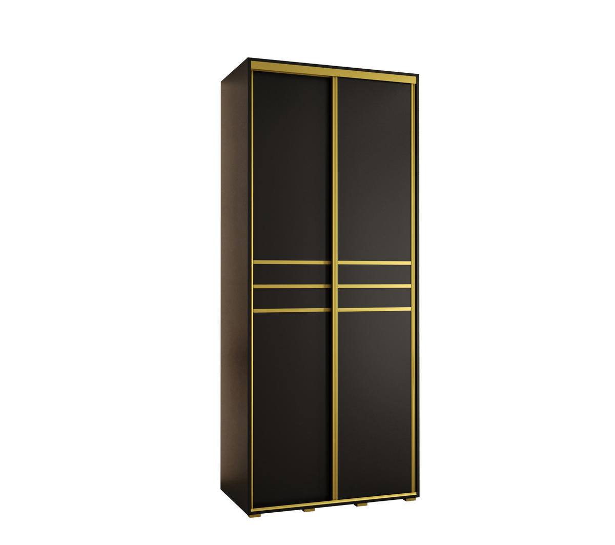 SCHWEBETÜRENSCHRANK 235,2/110/45 2-türig - Goldfarben/Schwarz, Holz/Metall (110/235/45cm) - Abiks Möbel