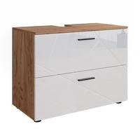 WASCHBECKENUNTERSCHRANK Irma Weiß Hochglanz/Goldkraft Eiche 80 x 58.6 cm - Weiß Hochglanz/Eiche Wotan, Holzwerkstoff (80/58.6/41cm) - Vicco