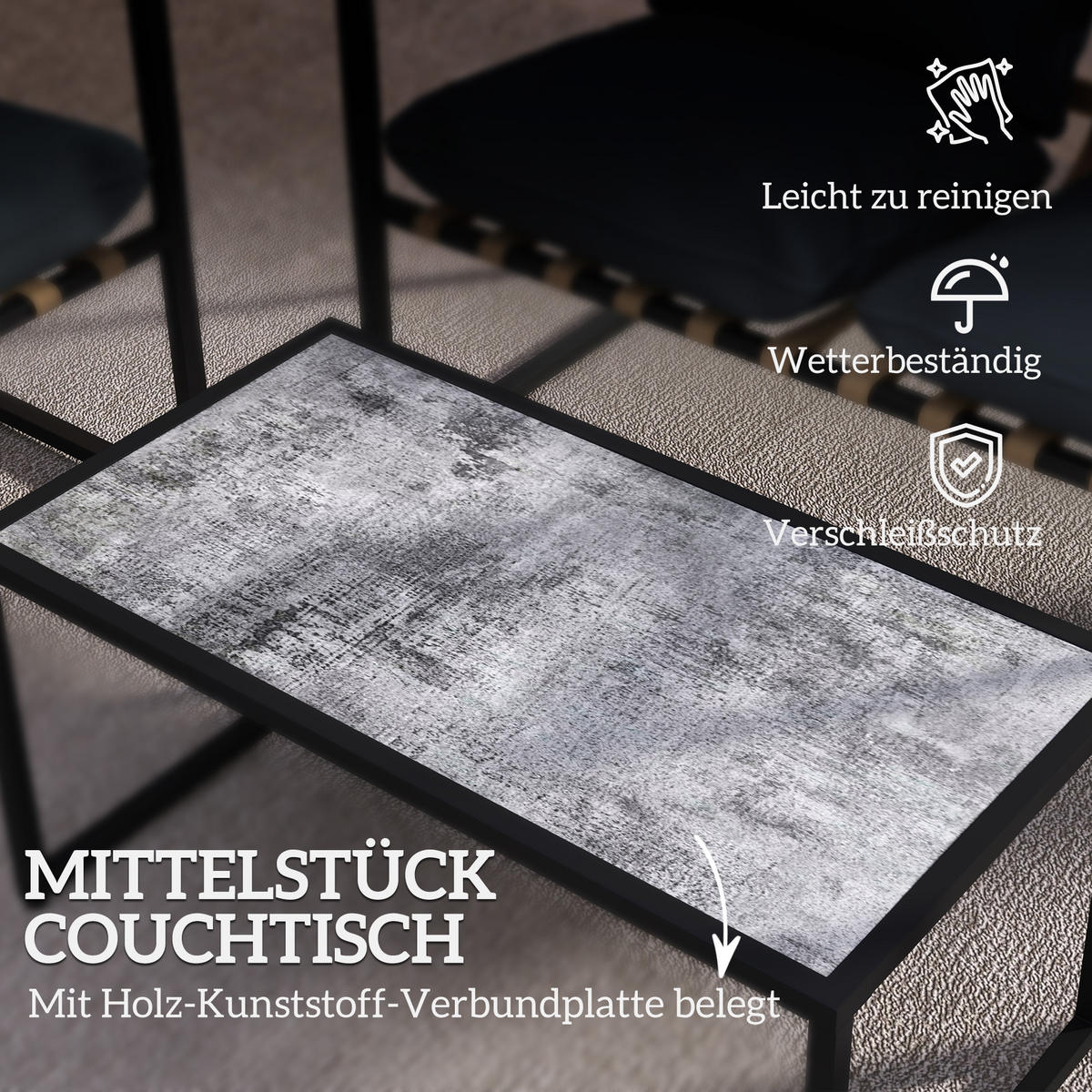 GARTENMÖBEL-SET 4 Personen Grau - Grau, Metall - Outsunny