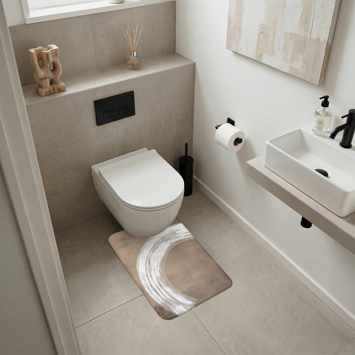 WC PŘEDLOŽKA Barva - hnědá - Japandi 40x60 cm - barva mokka, textil/plast (40/1cm) - OnlyWow