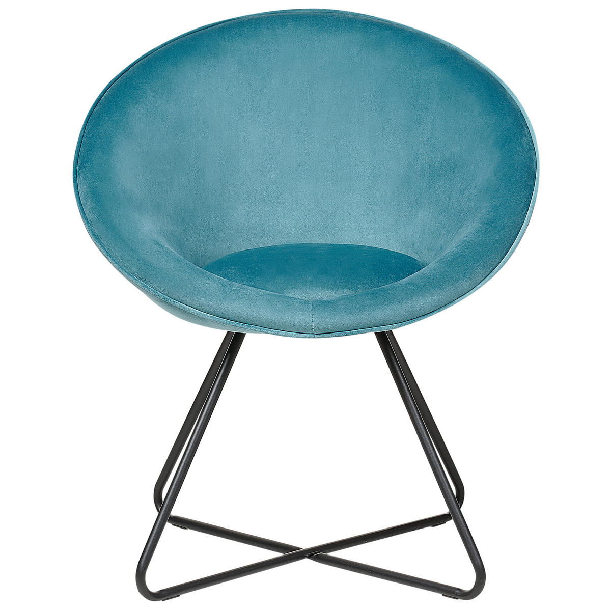 SESSEL Samtstoff hellblau/schwarz rund Floby II - Blau/Schwarz, Textil (69/80/58cm) - Beliani