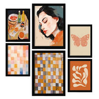 POSTER Set Mit 6 Charmante Frau A3 & A4 Schwarzer Rahmen - Schwarz, Papier (29/3cm) - Nacnic