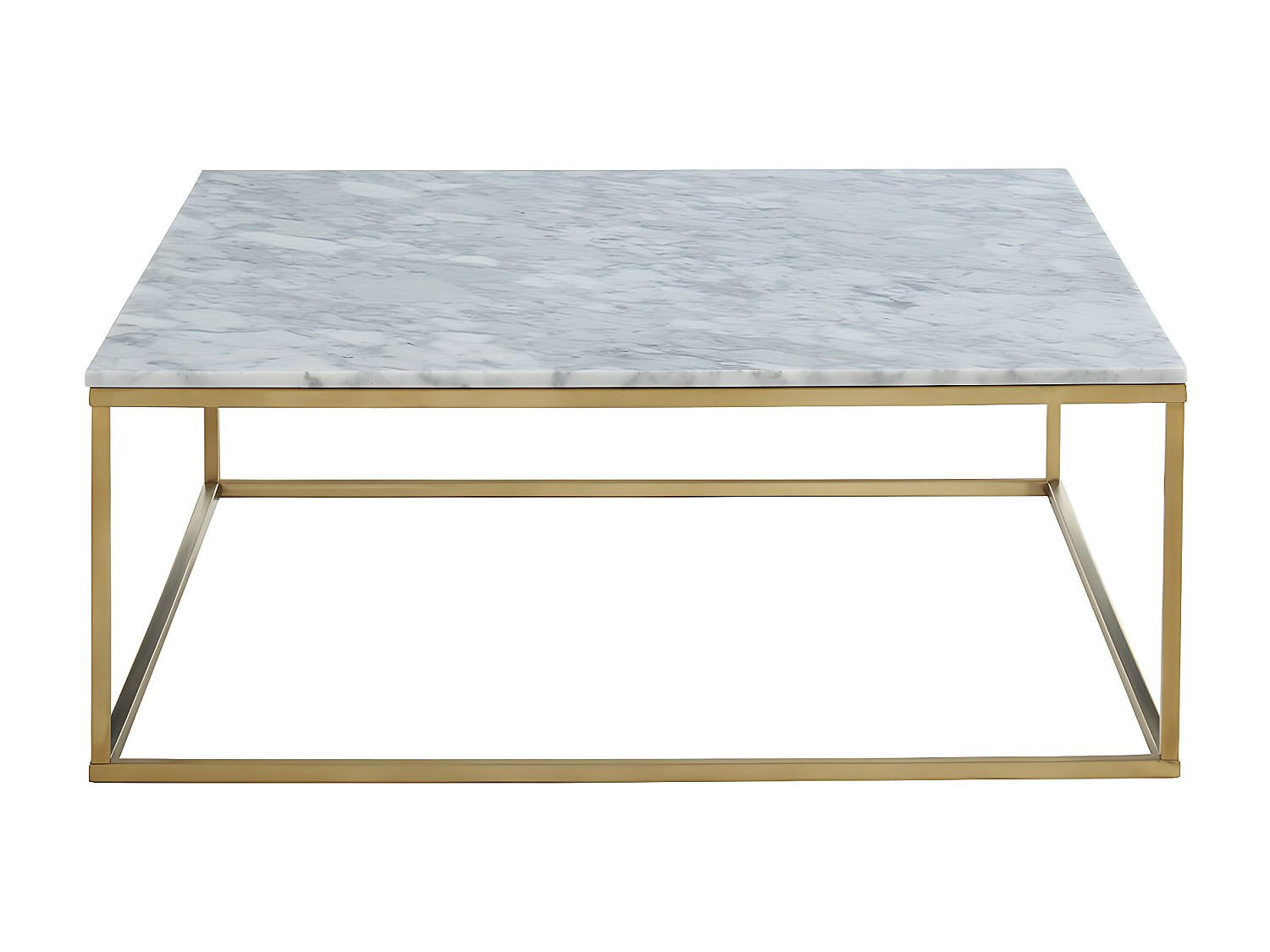 COUCHTTISCH nicht ausziehbar - 90 cmcm x 90 cmcm - Marmor - Weiß, Goldfarben - ARETHA - Goldfarben/Weiß, Stein (90/90/35cm) - Vente-Unique