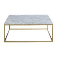 COUCHTISCH - 90 cmcm x 90 cmcm - Marmor - Weiß, Goldfarben - ARETHA - Goldfarben/Weiß, Stein (90/90/35cm) - Vente-Unique