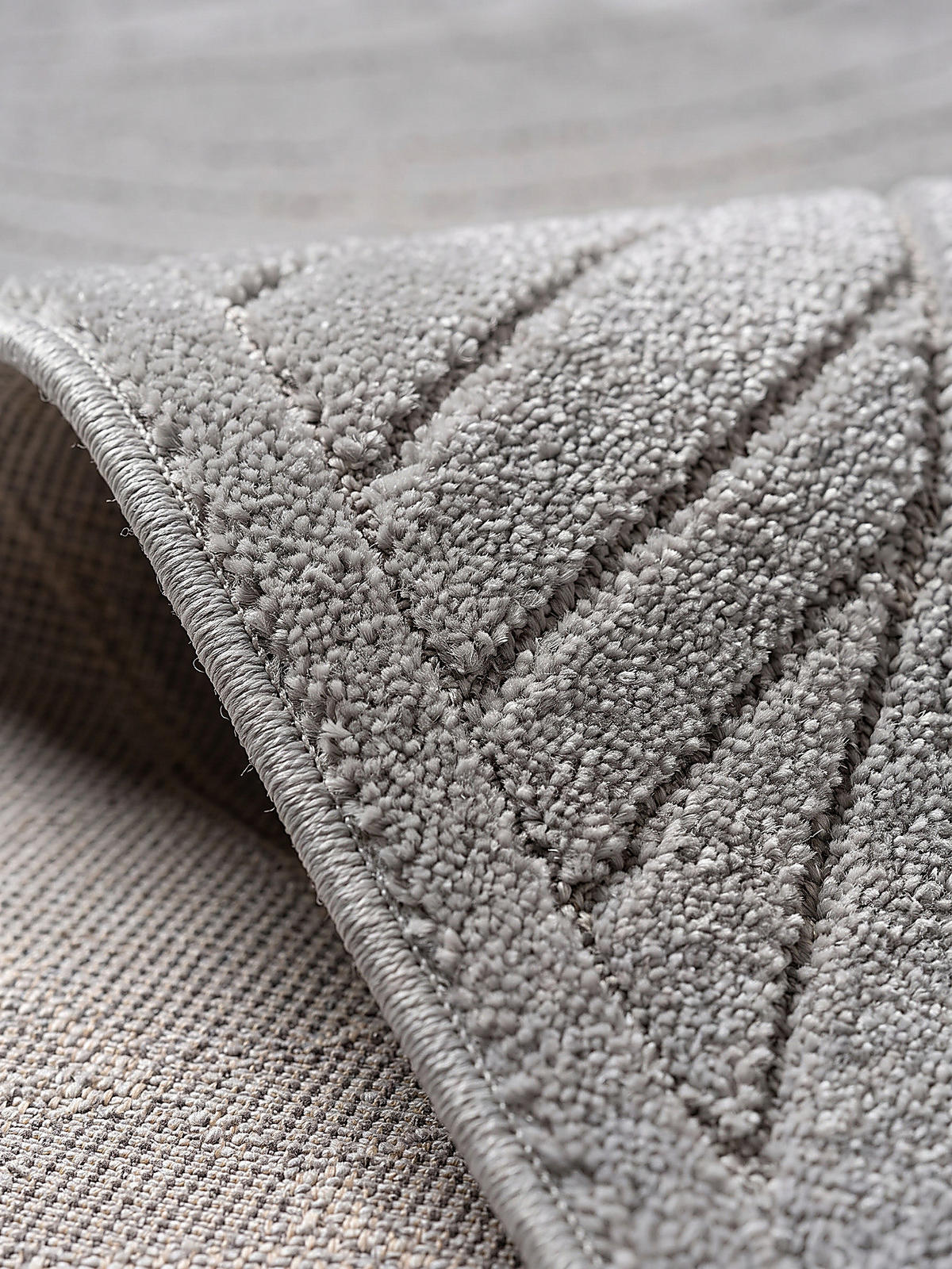 TEPPICH Outdoor, Fußbodenheizung-geeignet, mit Blattmotiv, ENGADIN in Silbergrau, 280 x 370 cm - Grau, Textil (280/370cm) - KADIMA DESIGN