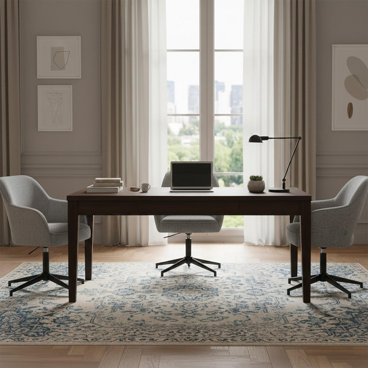 BÜROSTUHL Mika-Bryn 2er-Set - Dunkelgrau/Schwarz, Textil/Metall (60/84/65cm) - DUBI Möbel