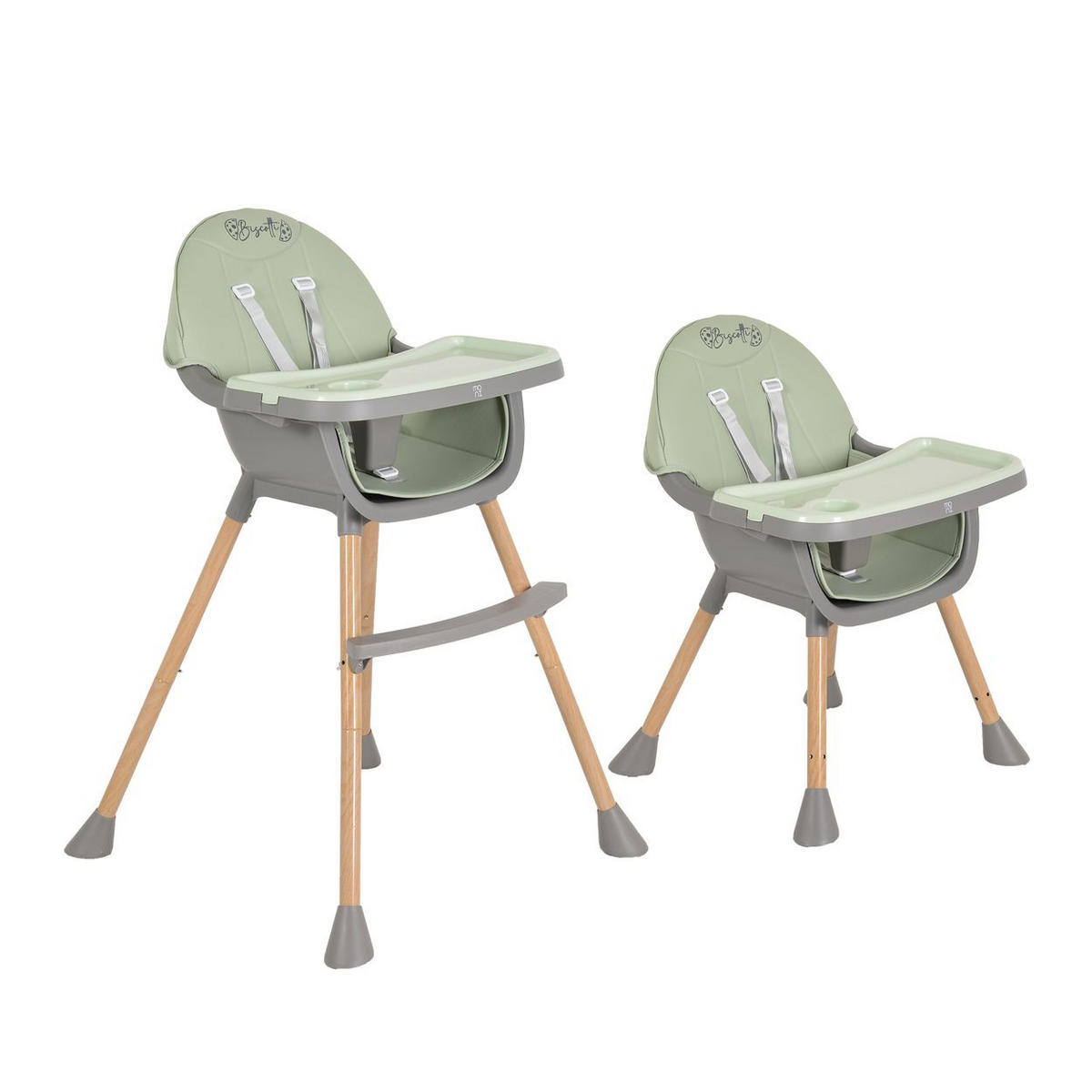 HOCHSTUHL Biscotti 2 in 1 grün Kinderstuhl Anti-Rutsch-Füße Doppeltablett - Grün, Kunststoff (64/94/64cm) - Moni