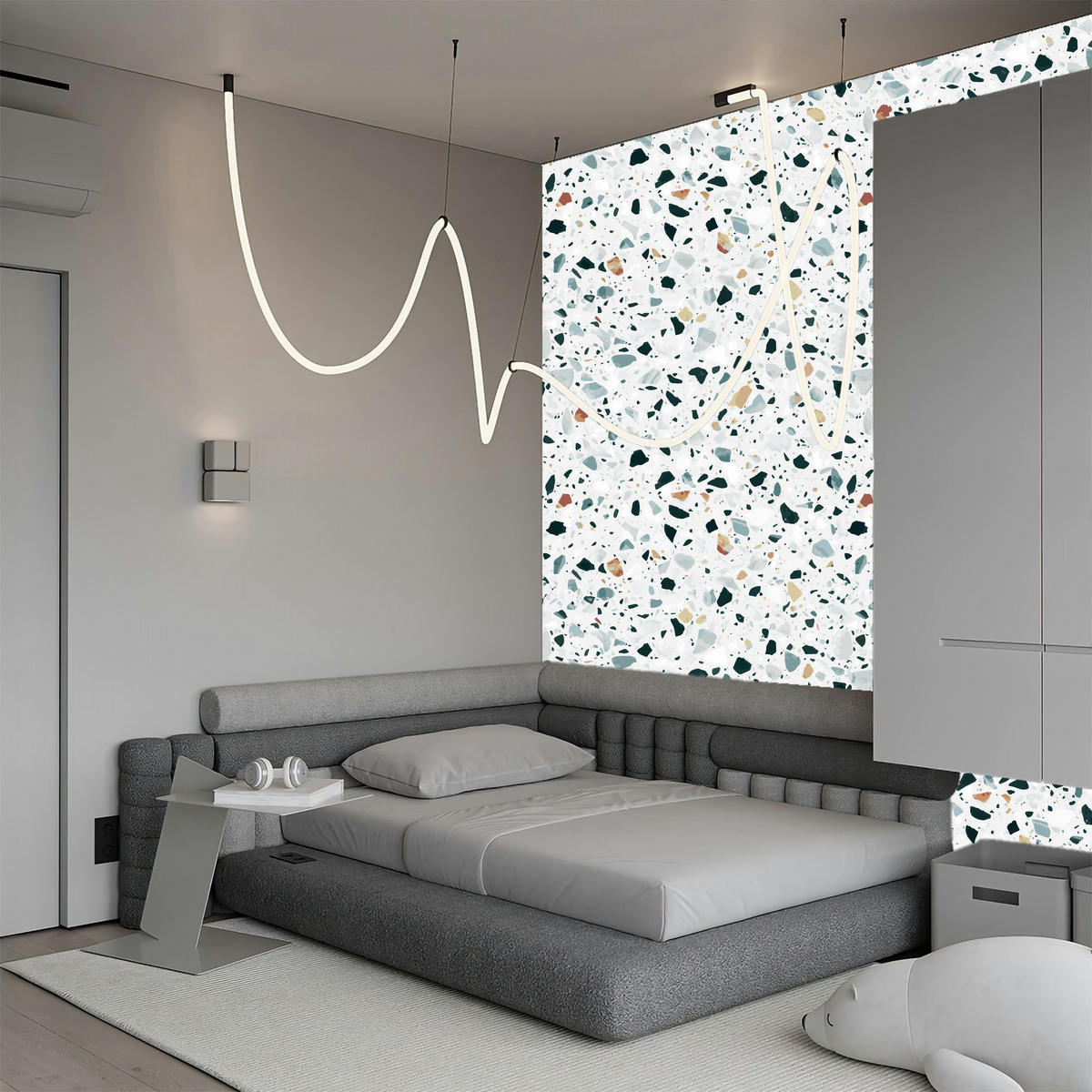 VLIESTAPETE Terrazzo-Muster – Grün, Beige, Weiß – 50x1000 cm - Beige/Weiß, Papier (50/1000cm) - Muralo