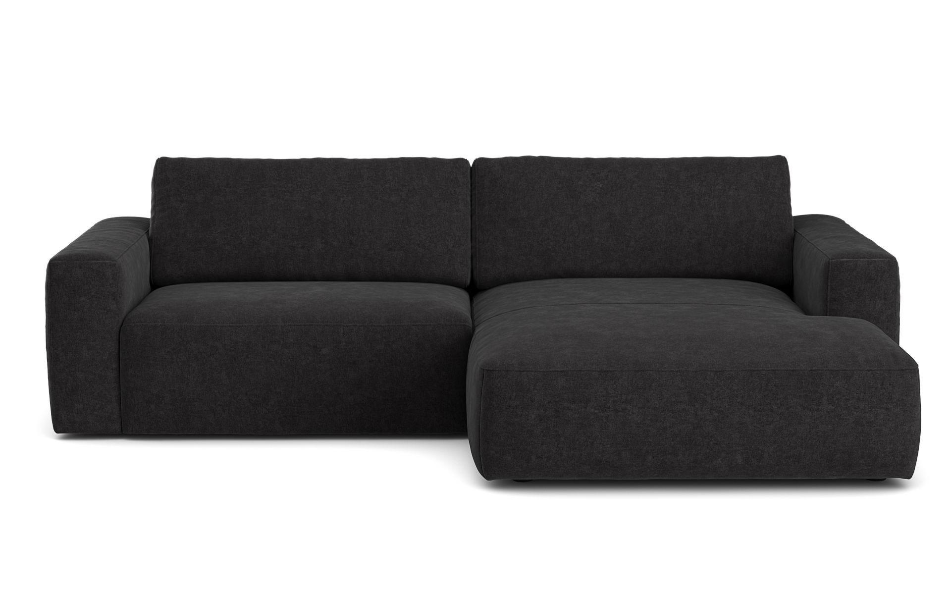 ECKSOFA mit losen Rückenkissen, wasserabweisender All Senses Stoff - Schwarz, Holz/Kunststoff (175/288cm) - Cotta