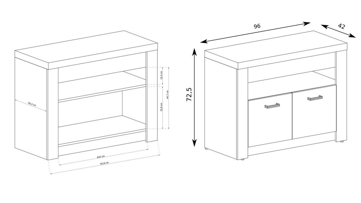 LOWBOARD ZERI 96/72,5/42 cm, Braun - Braun, Holzwerkstoff (96/72.5/42cm) - MASSENO