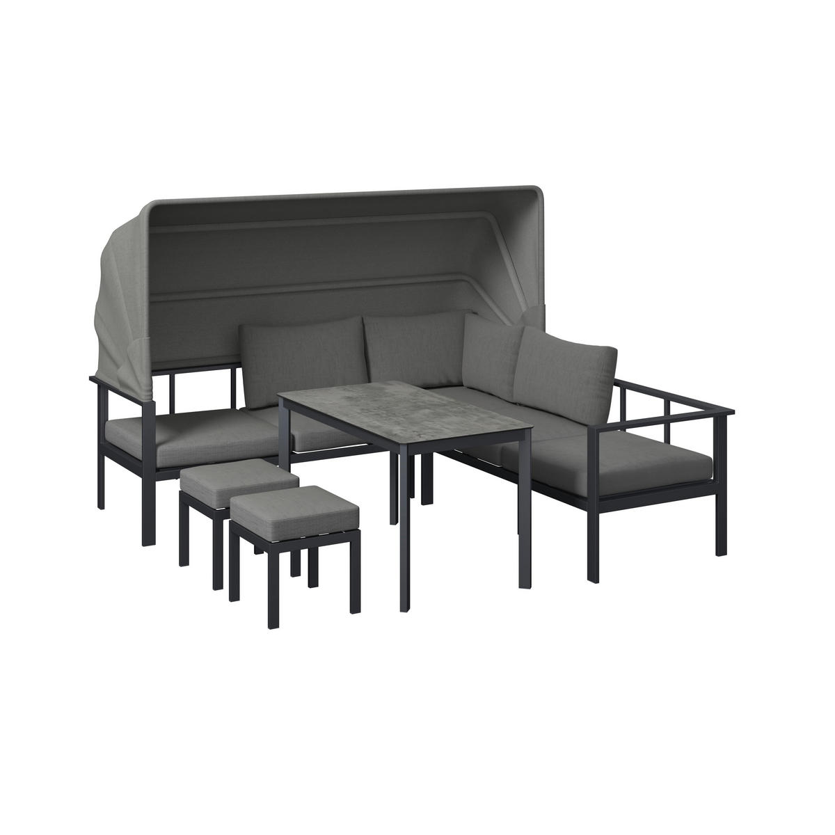 LOUNGEGARNITUR Bigi Grau/Beige - Anthrazit, Metall - Mömax