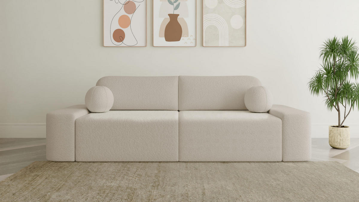 SOFA Lisbon - Creme (Arena 20) - Creme, Holzwerkstoff (268/85/110cm)