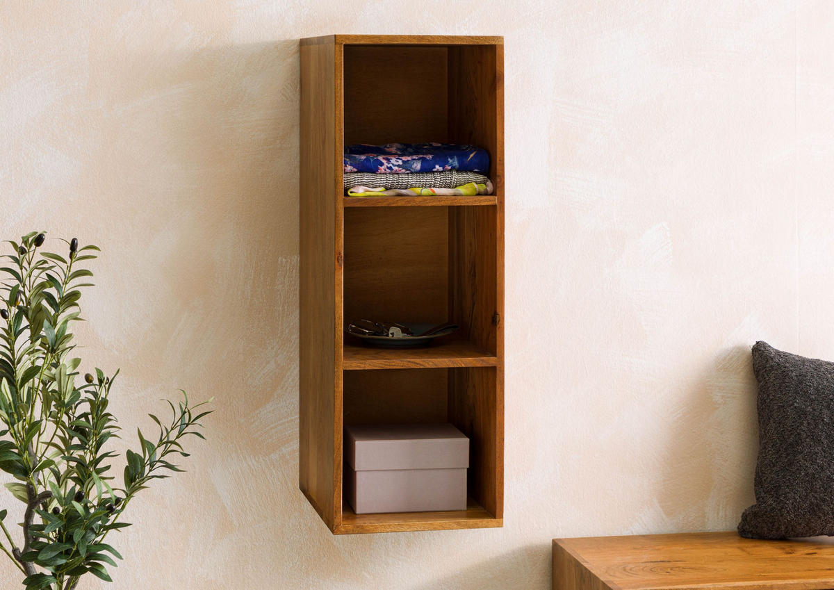 WÜRFELREGAL Akazie 30x40x86 natur lackiert MONTREAL #135 - Braun, Holz (30/86/40cm) - Massivmoebel24
