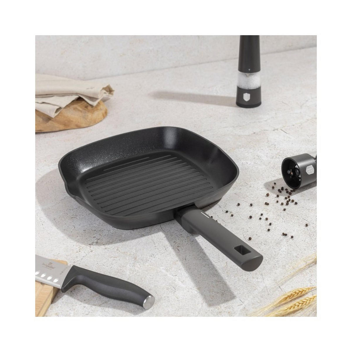 PFANNENSET Schwarz 28/28/4 cm BH8139 - Schwarz, Metall - Berlinger Haus