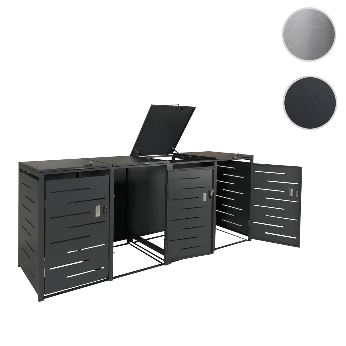 MÜLLTONNENBOX 4er 116,5x263x80cm erweiterbar Anthrazit - Anthrazit, Metall (263/116.5/80cm) - PROREGAL
