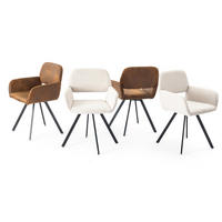 ARMLEHNSTUHL-SET 4 Stück Braun und Beige - Beige/Braun, Holzwerkstoff/Textil (57/81.5/53cm) - Urban Meuble