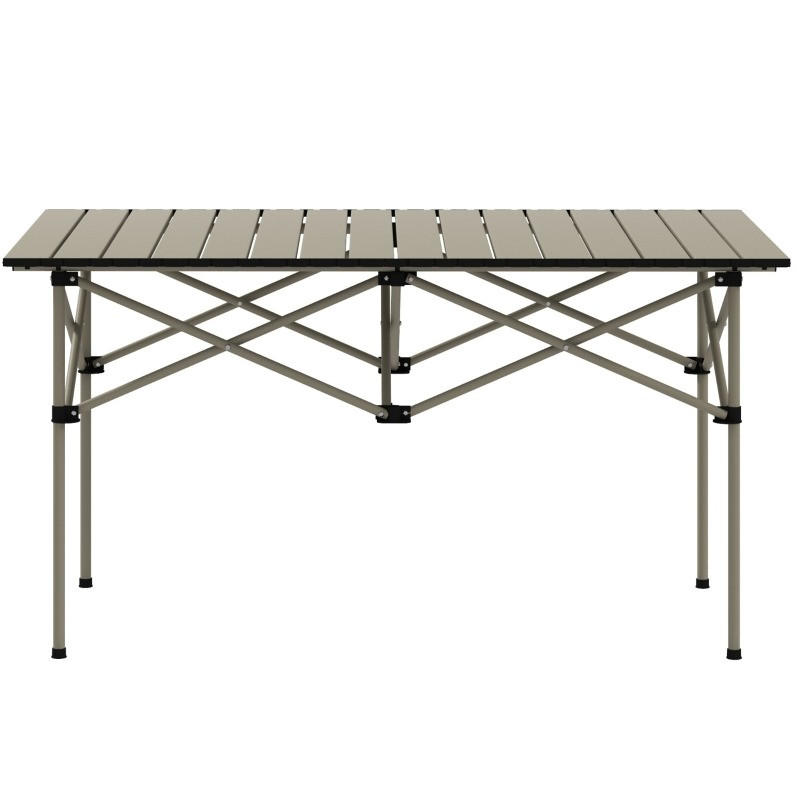 GARTENTISCH aus Aluminium 95 x 55 x 50 cm Beige mit Tragetasche - Beige, Metall (95/55/50cm) - Modfu