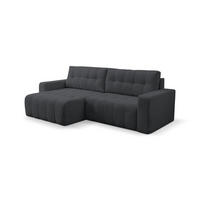 ECKSOFA Masina Dunkelgrau, Schlafsofa aus Cordstoff - Dunkelgrau, Holzwerkstoff (245/143cm) - Bettso