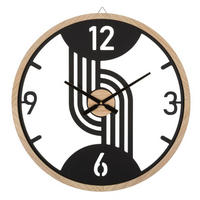 WANDUHR Clips, schwarz und braun, Eisen und MDF, 60 x 2,5 x 60 cm - Schwarz/Braun, Holzwerkstoff/Metall (60/60/2.5cm) - Mauro Ferretti