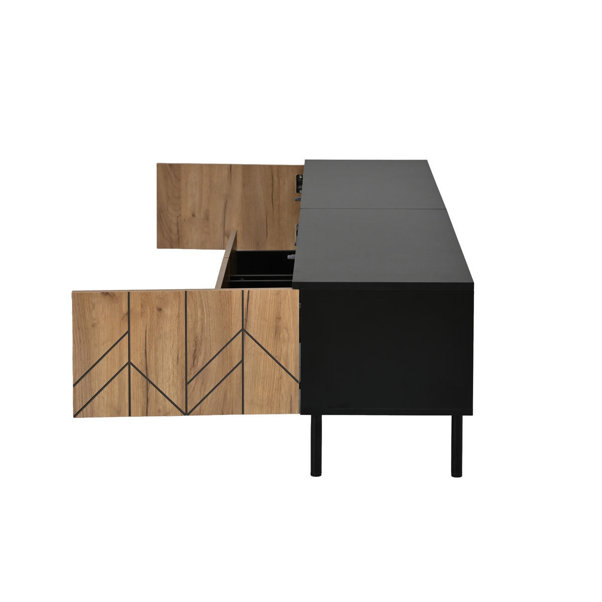 TV-SCHRANK 180cm Schubladen Türen Schwarz Holzoptik Lowboard - Multicolor, Holzwerkstoff (180/45/40cm) - FLIEKS