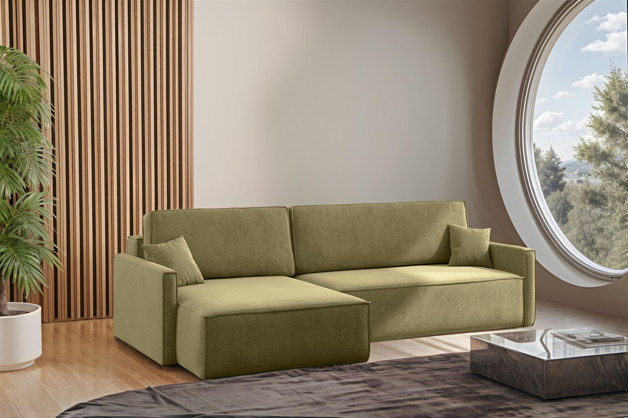 ECKSOFA Louis Salvador - Grün, Holzwerkstoff/Textil (250/142cm) - Fun Möbel