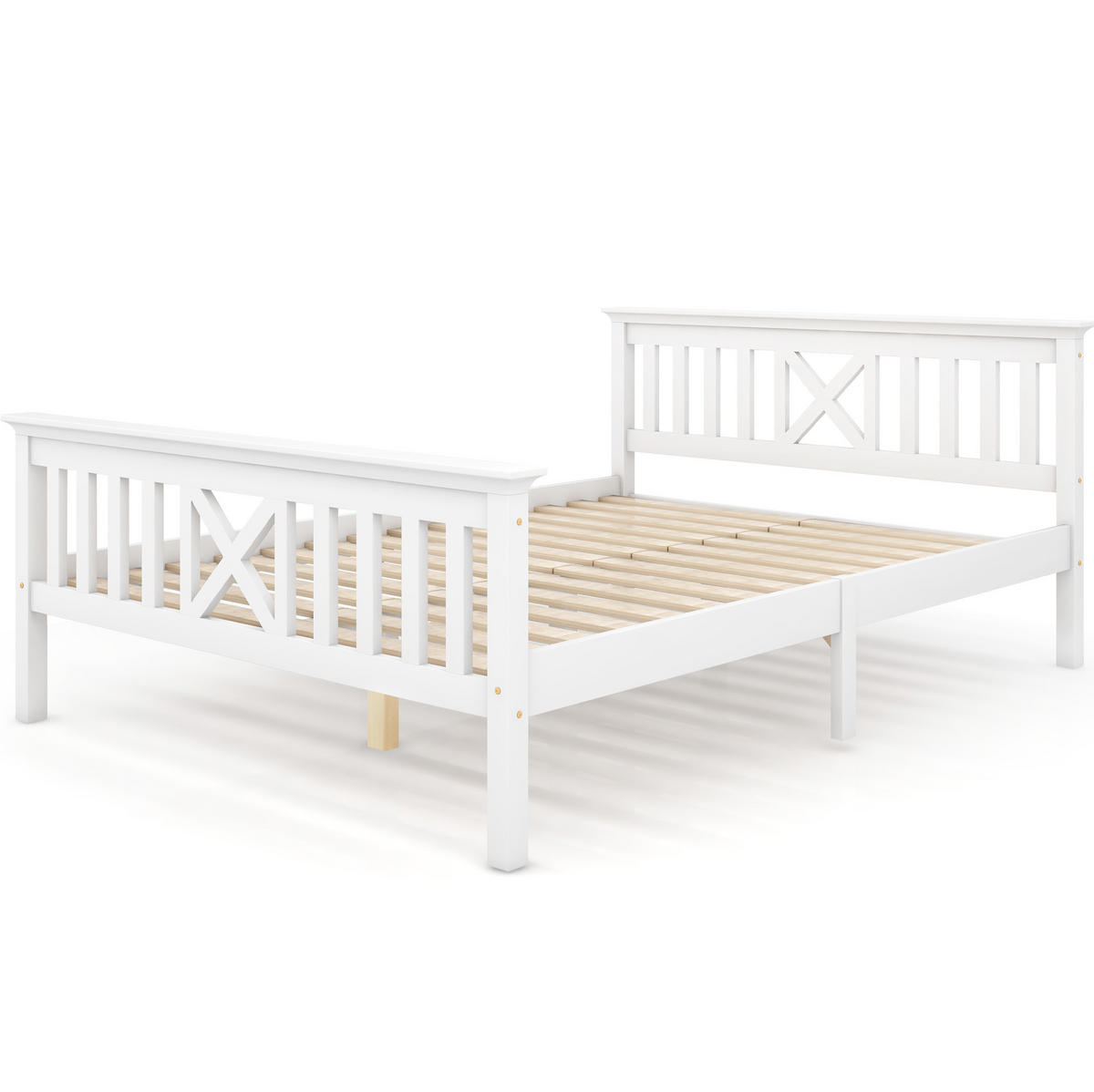DOPPELBETT 140/200 cm mit Lattenrost, X-Kopfteil und optionalem Stauraum, Weiß - Weiß, Holzwerkstoff (140/200cm) - Redom