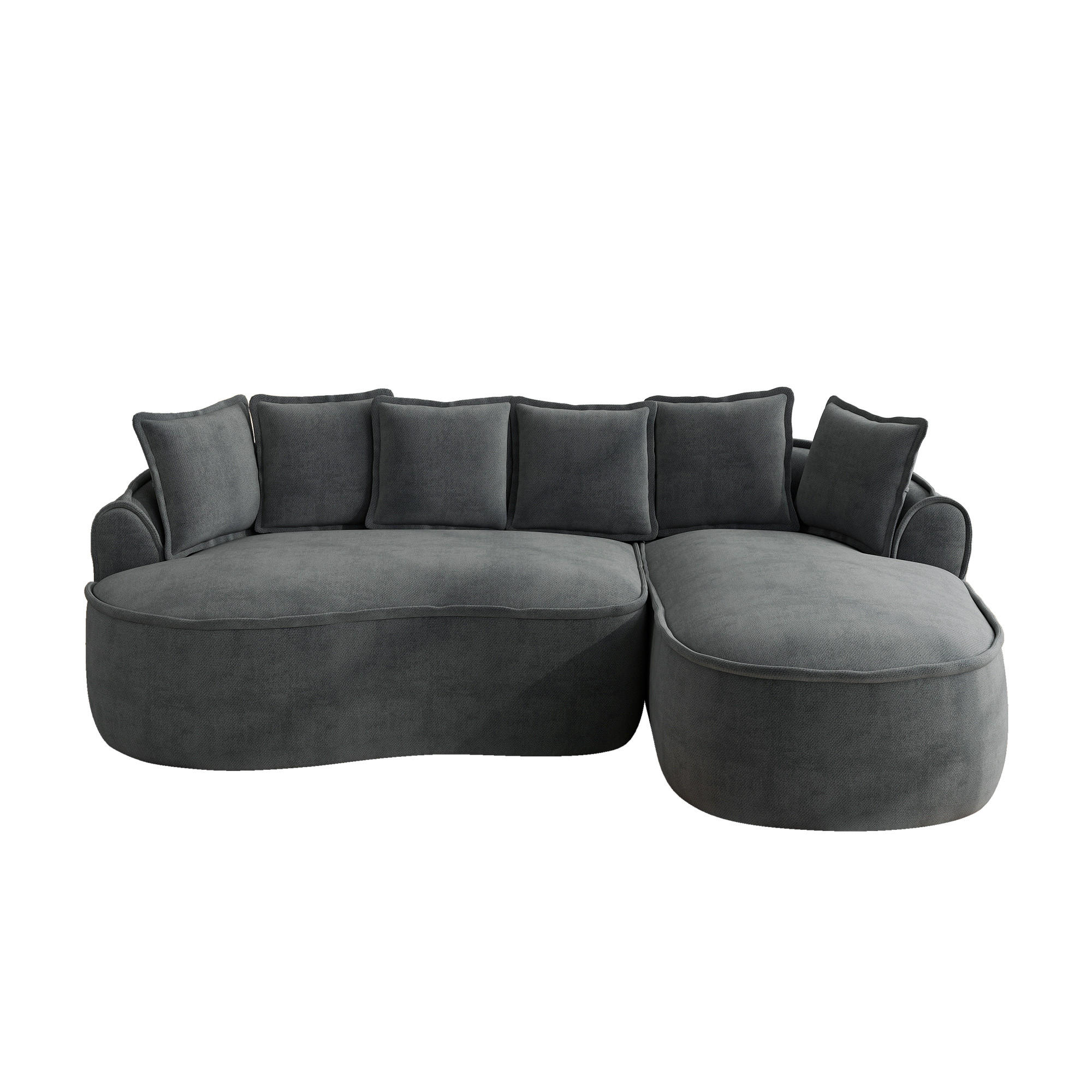 3-SITZER Sofa 252x164x67 cm aus Chenille-Stoff rahmenlos ohne Montage, grau - Grau, Textil (164/67/252cm)