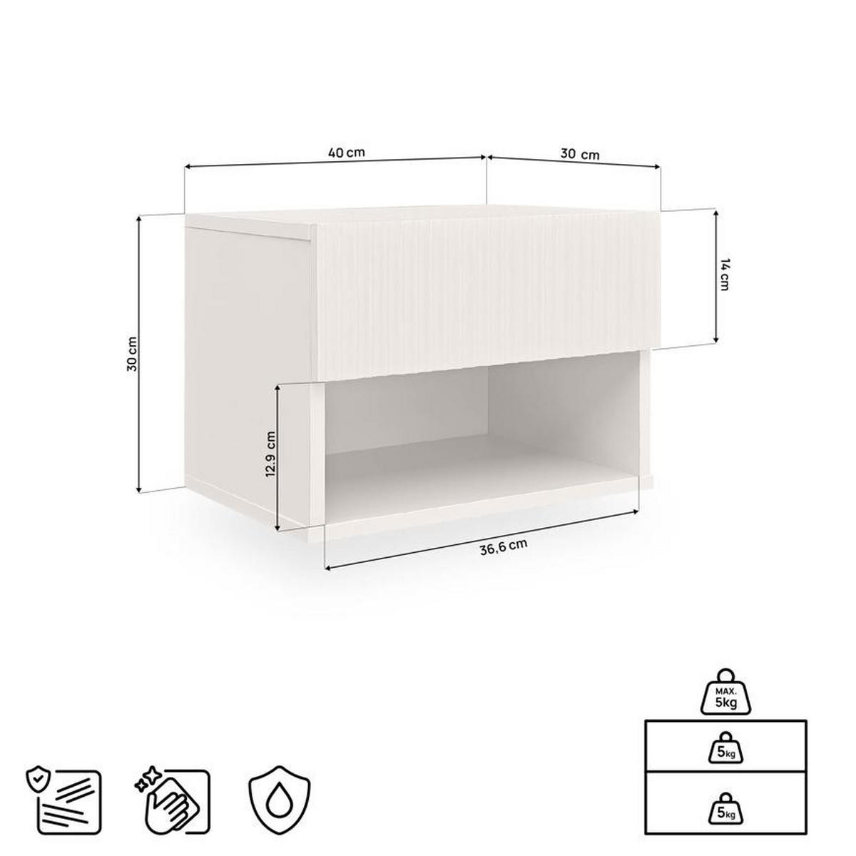 NACHTTISCHE 2er-Set schwebend beige mit Halterungen - LEYA - Beige, Holzwerkstoff (40/30/30cm) - Casanoov