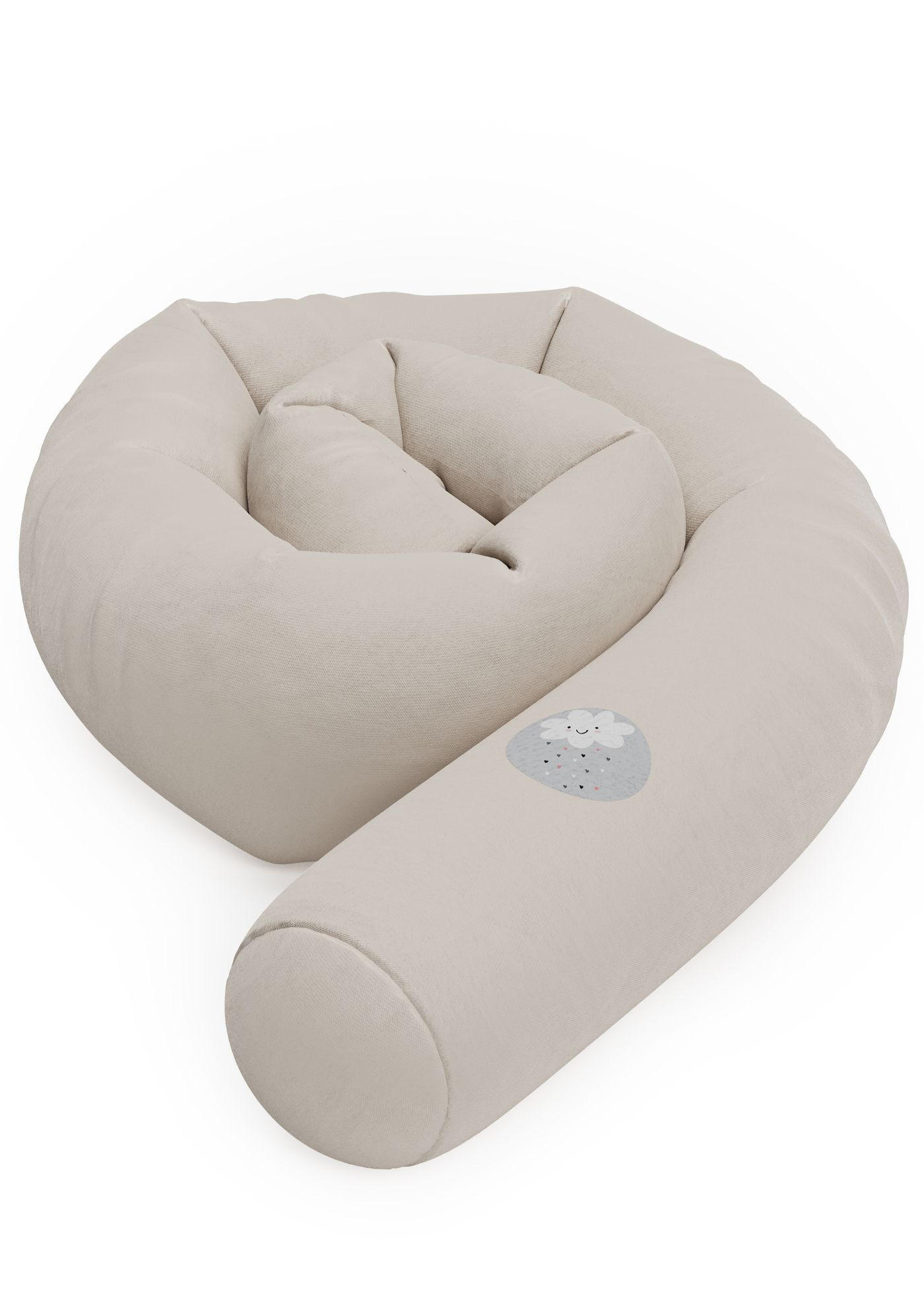 NESTCHENSCHLANGE Cozy "Little Cloud, Stone" 190 cm Bettschlange - Weiß/Grau, Textil (15/190cm) - Sämann – make a difference.
