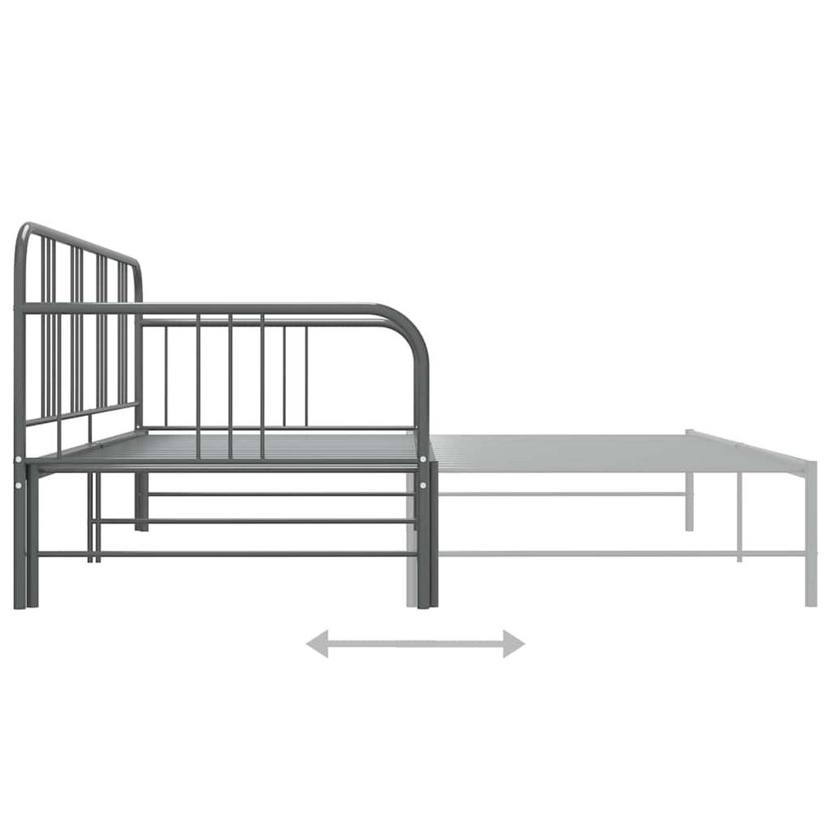 AUSZIEHSOFA Bettgestell Grau Metall 90/200 Cm - Grau, Textil (90/200cm) - vidaXL