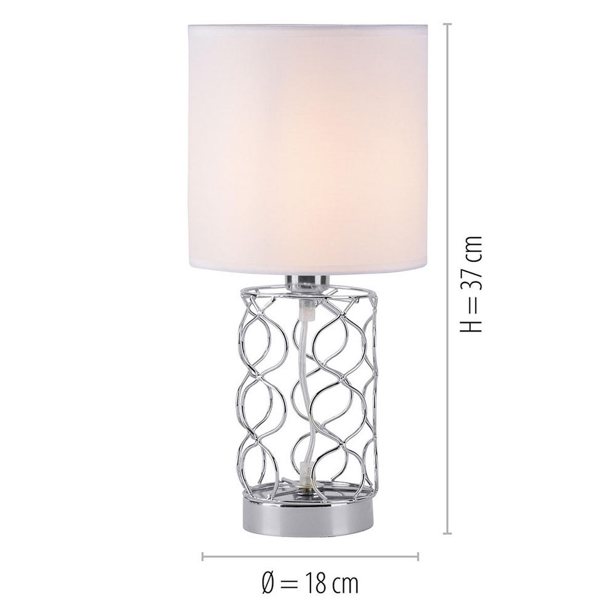 TISCHLEUCHTE Stahl Textil Weiß - Weiß, Metall (18/18/35cm)