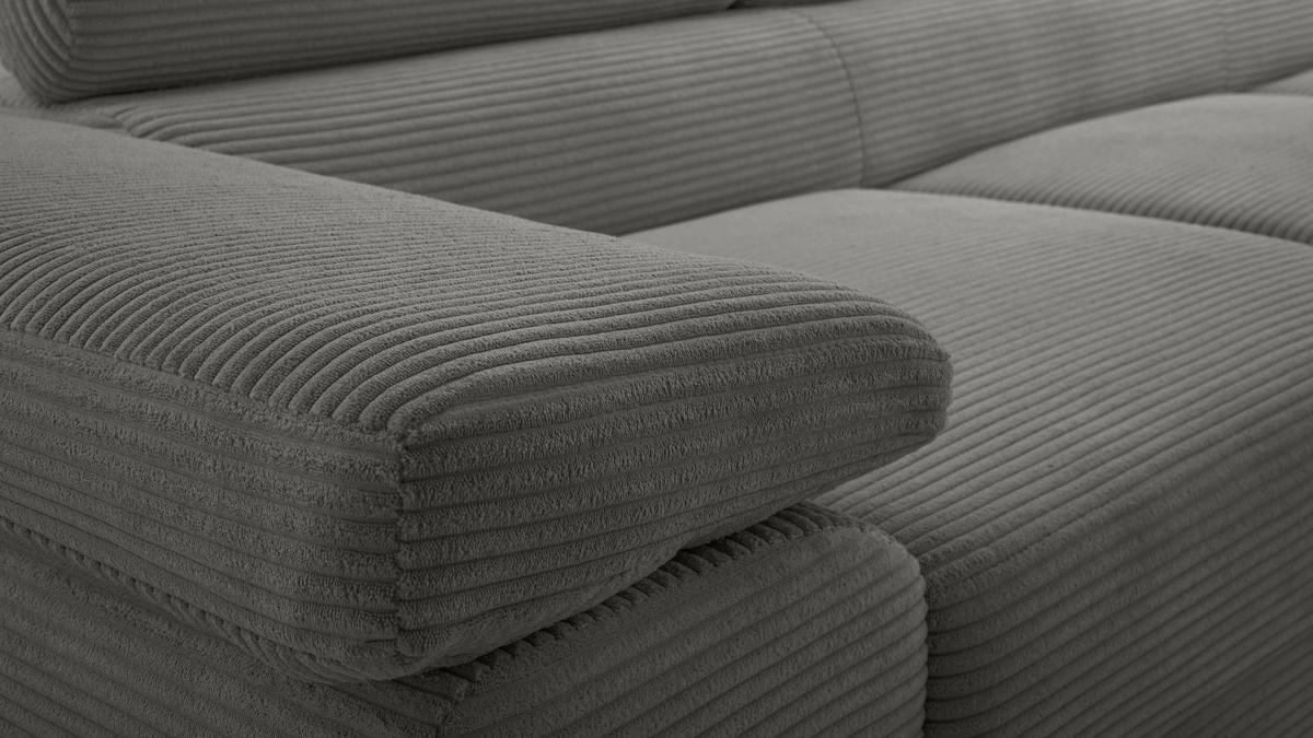 ECKSOFA L Form Arborio Dunkelgrau 280/203/90 cm Rechts mit Schlaffunktion - Dunkelgrau/Schwarz, Textil/Metall (280/203cm) - AX Living