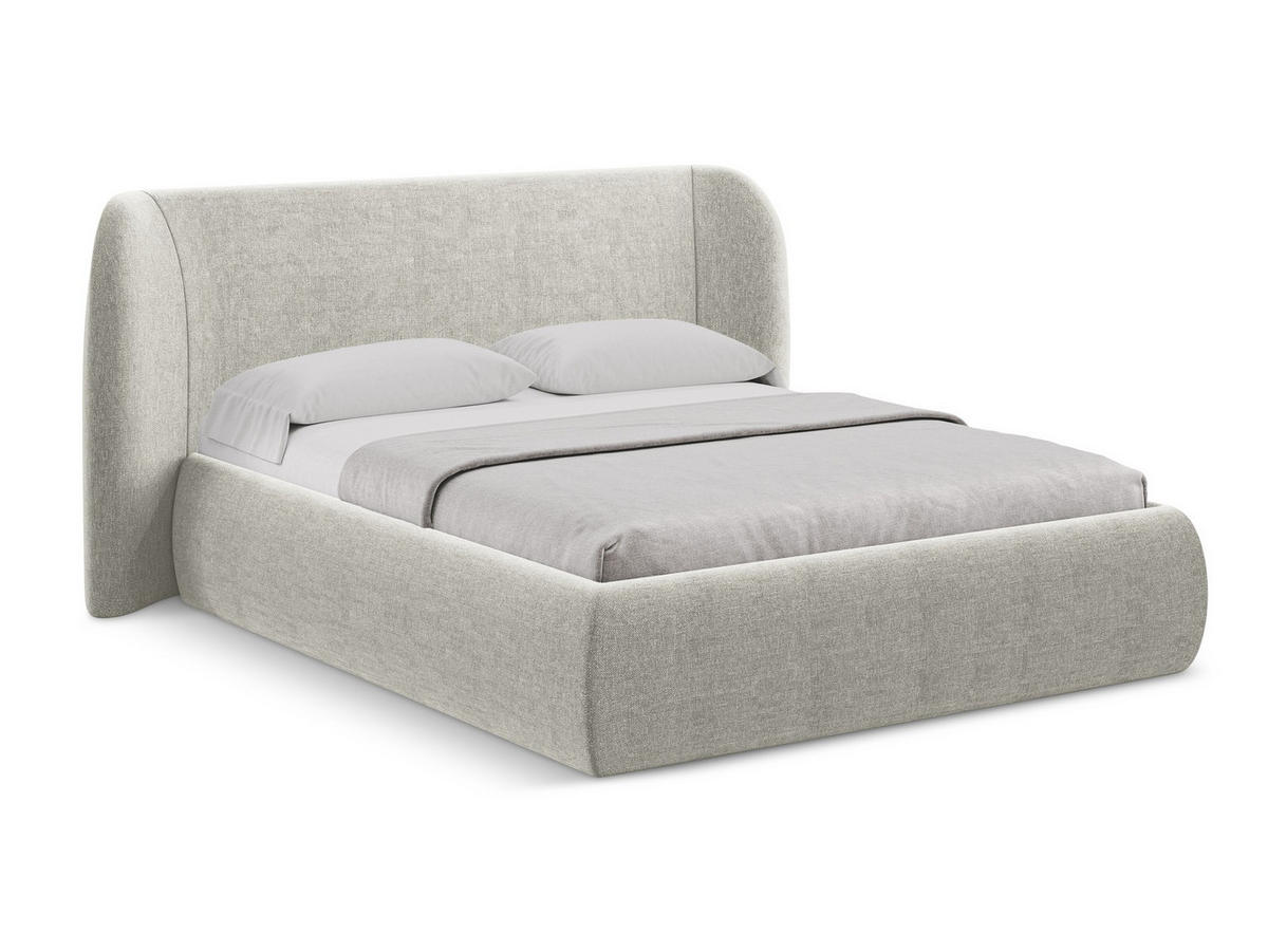 POLSTERBETT mit Bettkasten und Lattenrost 210x215 Beige - Beige/Schwarz, Kunststoff/Textil (160/200cm) - Makamii