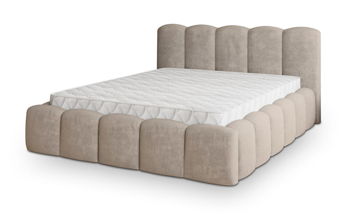 POLSTERBETT FALINA 160x200 cm mit Bettkästen - Beige - Beige, Holz (160/200cm) - MASSENO
