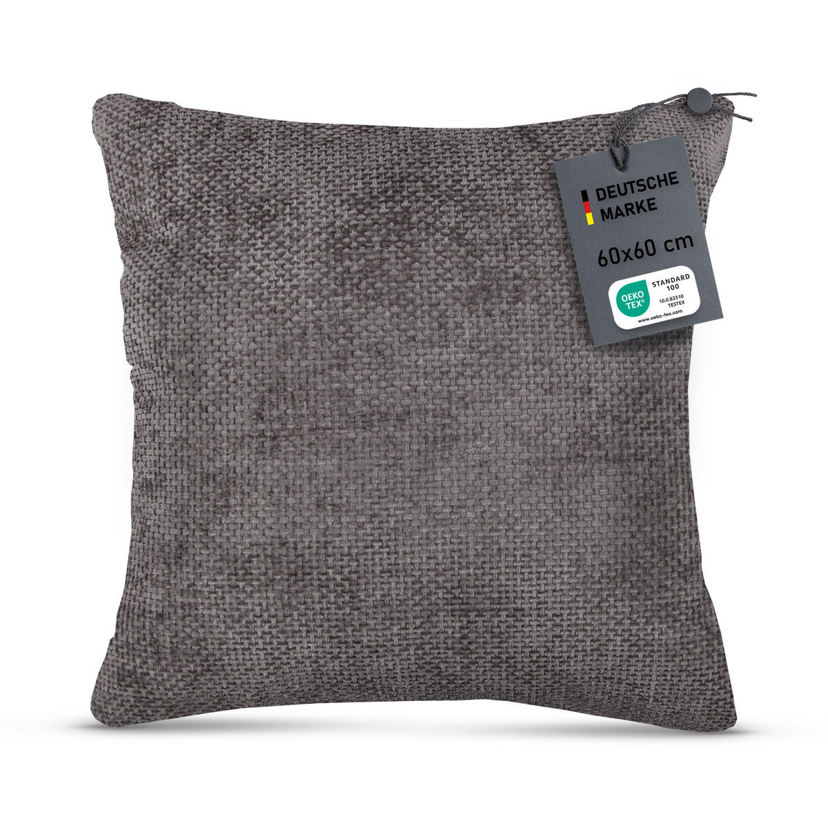 KISSENHÜLLE Chenille Cross 60 cm x 60 cm in Silber - Grau, Textil (60/60cm) - Bestlivings