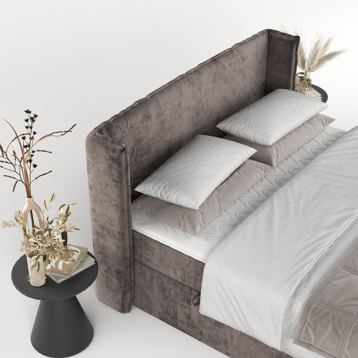 BOXBETT Viva 180/200 cm Braun im Lotta Stoff - Schwarz/Braun, Holz/Holzwerkstoff (180/200cm) - AltaBeds